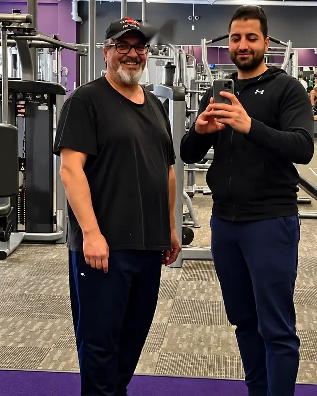 Sid with Shayan at the gym, at the start of his training